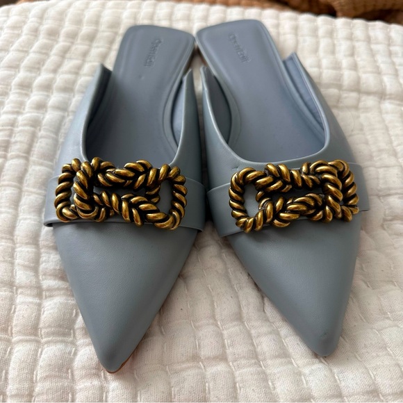 Open Edit Shoes - Open Edit Slip On Blue Mule Flats Size 10